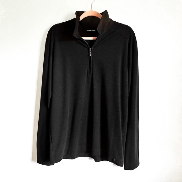 DKNY Black 3/4 Zip Long Sleeve Pullover Top sz Large - Picture 1 of 4